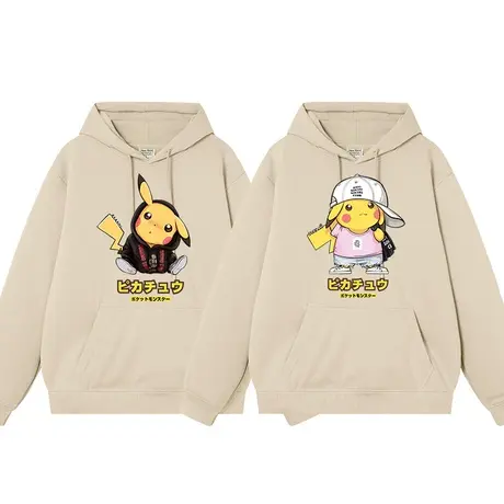 秀洛皮卡丘衣服情侣卫衣新款加绒加厚连帽衫秋冬外衣外套情侣装商品大图