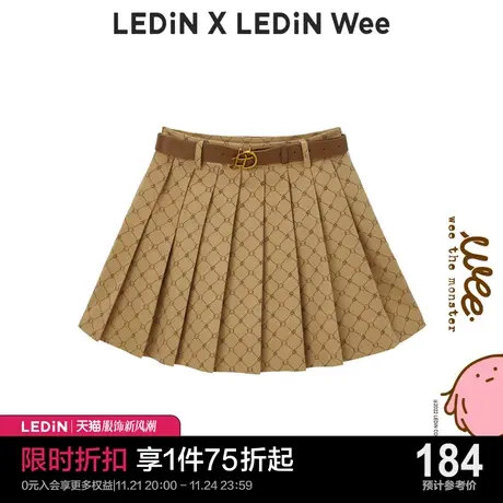【Wee联名系列】乐町老花百褶裙春夏短裙学院风半身裙C1GEC4302图片