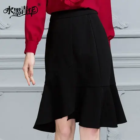 特春装新品针织半身裙时尚百搭通勤不规则摆包臀裙图片