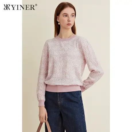 YINER音儿女装2021春季新款纯羊毛羊绒针织衫图片