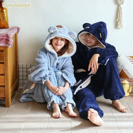 bananagirl睡衣女秋冬珊瑚绒甜美可爱情侣睡衣保暖加厚男家居服女商品大图