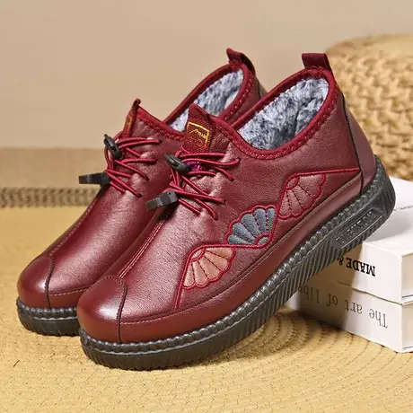 老北京二棉鞋女冬加绒保暖防水妈妈鞋中老年人防滑软底老太太棉鞋图片