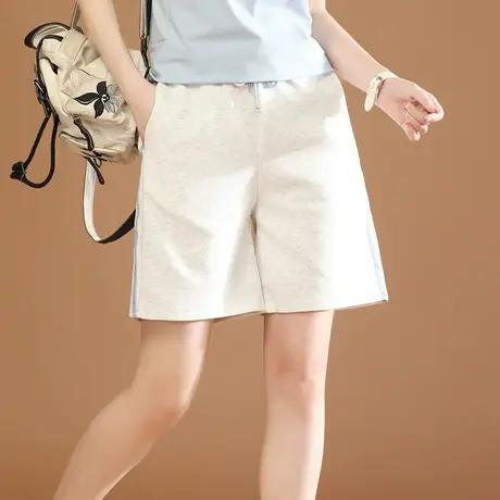 韩潮袭人松紧腰宽松休闲裤短裤热裤女夏季新款显瘦运动裤阔腿裤薄图片