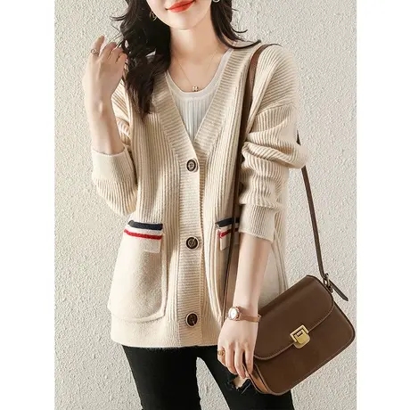 慵懒风针织开衫女士秋冬季2023年新款宽松毛衣外套春秋装洋气外穿商品大图