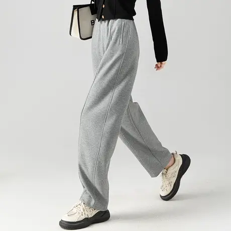 窄版阔腿裤女2024新款春秋灰色裤子网红香蕉裤休闲运动高腰直筒裤商品大图