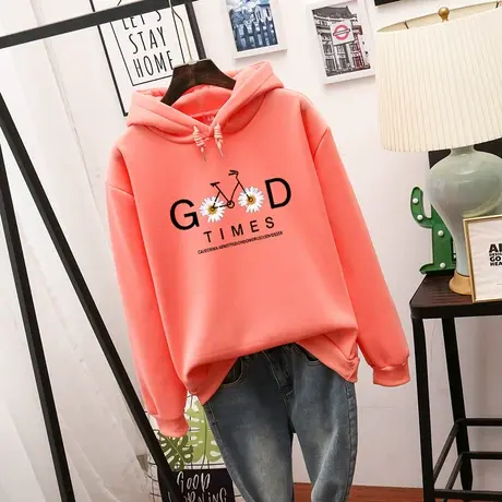 2024秋冬季加绒加厚双面金丝绒卫衣女韩版宽松慵懒风可爱港风外套图片