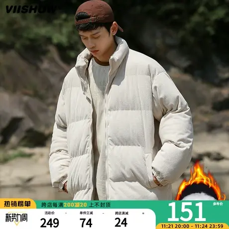 VIISHOW冬季日系灯芯绒高级感加厚保暖男立领棉服男女宽松潮外套商品大图