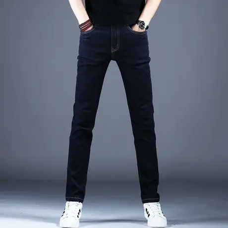 秋冬新款深蓝色高端牛仔裤男款修身小脚弹力百搭裤子2023休闲男裤商品大图