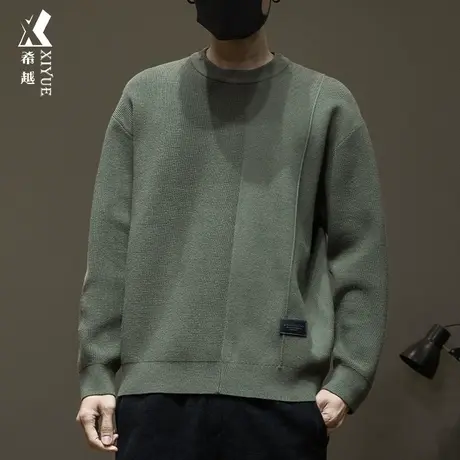 希越12针菠萝纹毛衣男秋冬季保暖宽松大码日系男士针织衫休闲外套商品大图