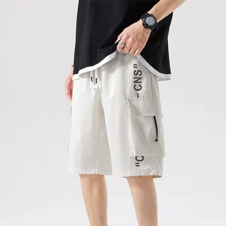 男士工装五分短裤男款夏季休闲薄款宽松裤子2023新款日系直筒中裤商品大图