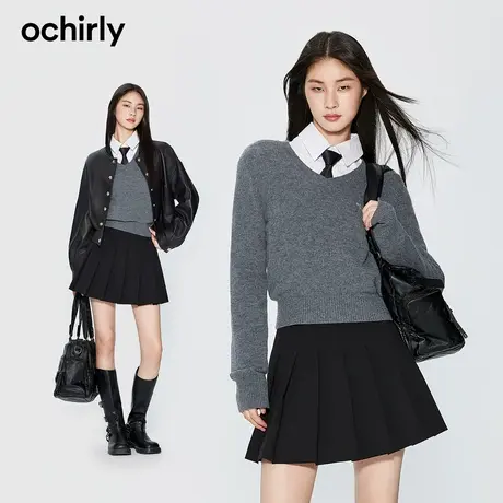 【胡可直播间】欧时力「澳洲进口100%羊毛软糯针织毛衣女23新款秋图片