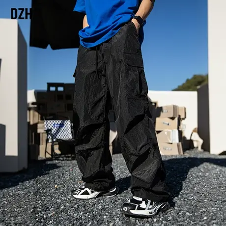 男士黑色美式工装裤男春秋款2024新款直筒休闲裤男款冲锋裤伞兵裤商品大图