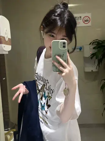 白色纯棉短袖t恤女夏季2023新款原创设计感小众国潮宽松半袖上衣商品大图