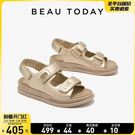 BeauToday运动凉鞋女2024新款休闲凉鞋女外穿BT魔术贴厚底凉鞋女商品大图