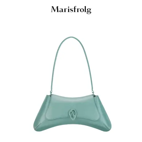 【商场同款】玛丝菲尔年秋季新款绿色牛皮革包盖式单根手提包商品大图