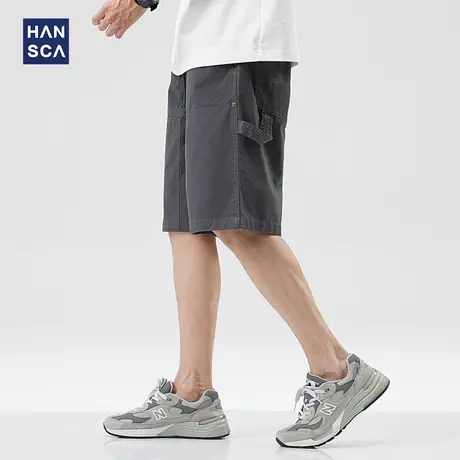 hansca工装短裤男士宽松日系夏季潮牌大码休闲直筒重磅纯棉五分裤商品大图