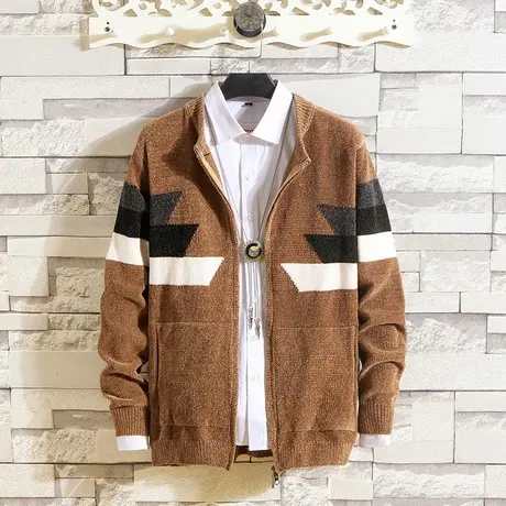 春秋装毛衣男开衫上衣立领针织衫外穿秋衣薄款线衫秋季线衫潮男装商品大图