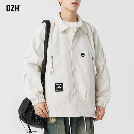 男士早春痞帅外套男春秋款2024新款衣服男款翻领美式夹克休闲茄克商品大图