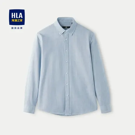 HLA/海澜之家暖绒长袖保暖衬衫23秋冬新款加绒加厚纯棉格子衬衣男商品大图