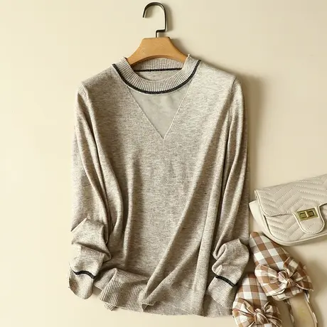 2022年新款秋季女士针织衫蕾丝镂空毛衣女装洋气爆款内搭打底上衣商品大图