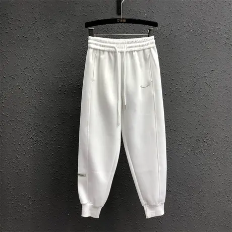 欧货23秋季新款白色松紧腰运动裤宽松显瘦九分裤女束脚哈伦卫裤潮商品大图