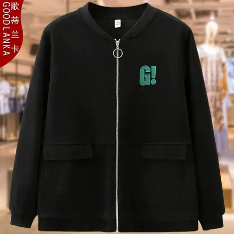 加肥加大码中年胖妈妈秋装棒球服夹克女宽松洋气立领开衫卫衣外套商品大图