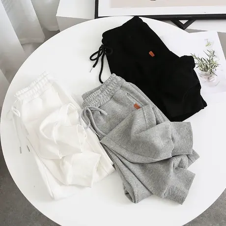 束脚运动裤女ins潮小个子春秋款新款哈伦卫裤宽松灰色九分萝卜裤商品大图
