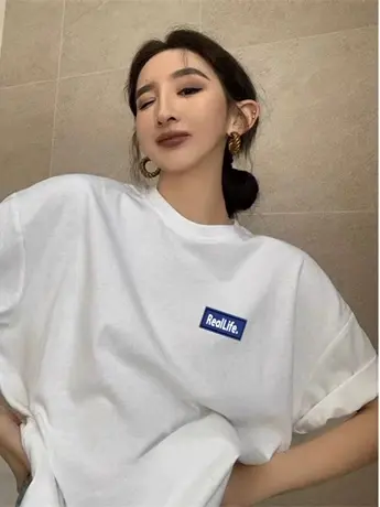 仿棉小熊短袖t恤女春夏季2023新款宽松显瘦大码半袖oversize上衣图片