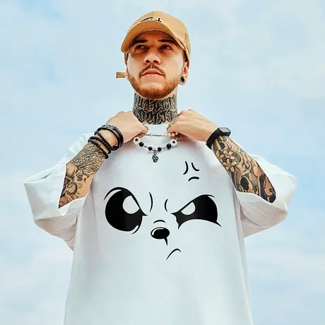 欧美潮流加肥加大宽松短袖T恤男潮oversize潮牌大码夏季情侣半袖商品大图