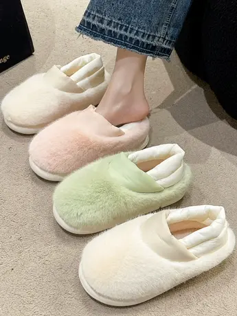 毛毛棉拖鞋女包跟秋冬季新款保暖加绒厚底高级感室内家居月子棉鞋商品大图