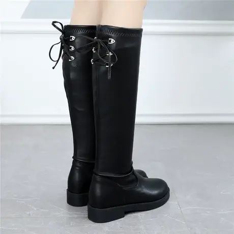 高筒靴女平底2023年新款冬季加绒弹力瘦瘦靴马丁骑士靴过膝长靴子图片