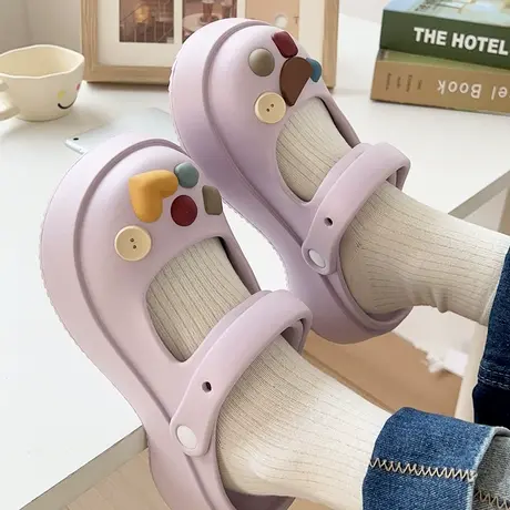 2023新款洞洞鞋女夏季外穿时尚松糕厚底踩屎感防滑两穿包头凉拖鞋商品大图