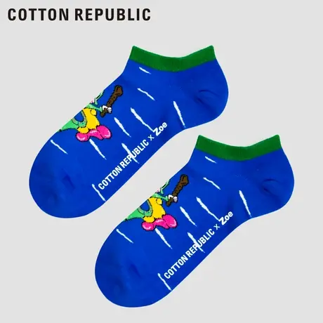 Cotton Republic/棉花共和国男士船袜 ZOE合作款蓝色情侣卡通趣袜图片