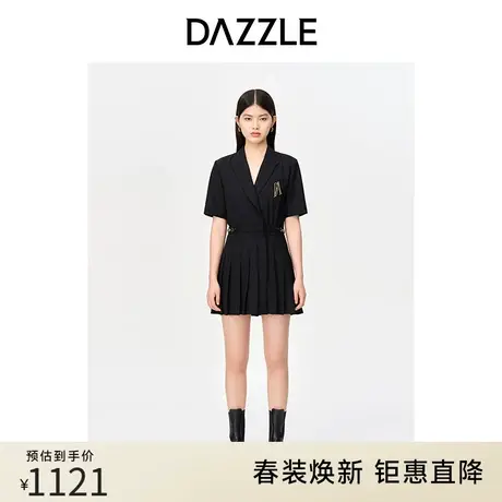 DAZZLE地素奥莱 春季复古学院风气质西装领短袖衬衫连体裤女图片