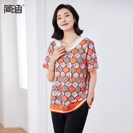 连帽短袖女凉感T恤2024夏季新款显瘦洋气减龄休闲上衣图片