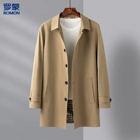 【经典中长款】罗蒙新品时尚抗皱风衣男防风男士商务通勤外套男图片