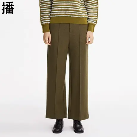 播休闲裤女2023秋季新款简约显瘦直筒裤代购宽松量感阔腿裤长裤商品大图