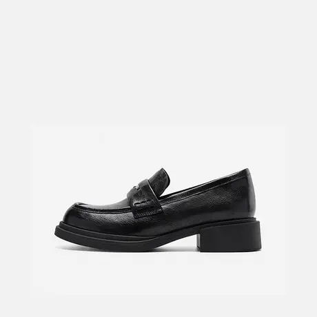 Nine West/玖熙乐福鞋女2025新款英伦风小皮鞋复古文艺中跟女鞋图片
