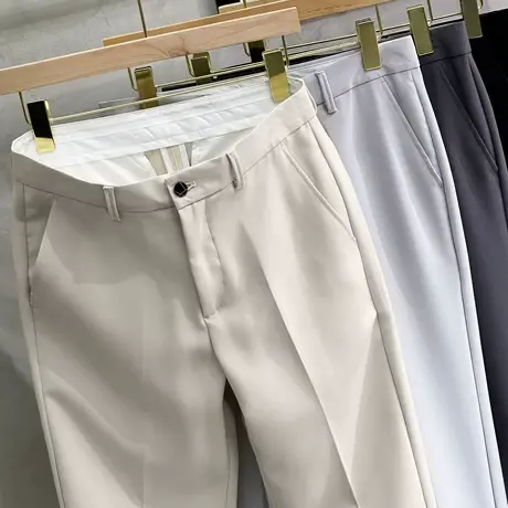 四季抗皱裤子男春秋款九分小西裤男士休闲裤修身直筒休闲长西装裤商品大图