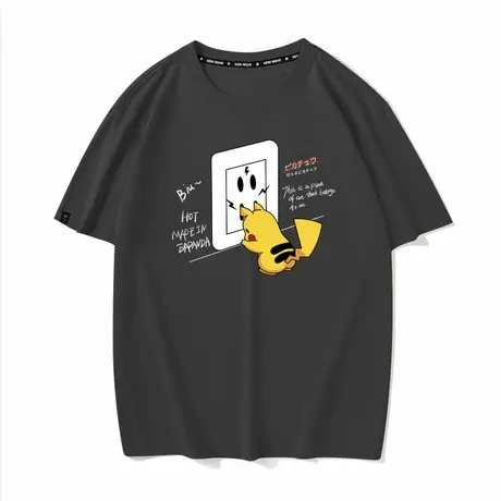 卡通动漫皮卡丘纯棉宽松圆领夏季短袖T恤男情侣装衣服半袖打底衫商品大图