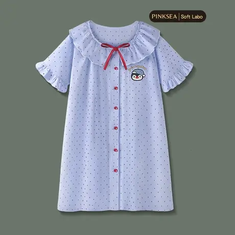 Pinksea睡衣女款夏可爱企鹅纯棉短袖家居服夏季新款甜美少女睡裙图片
