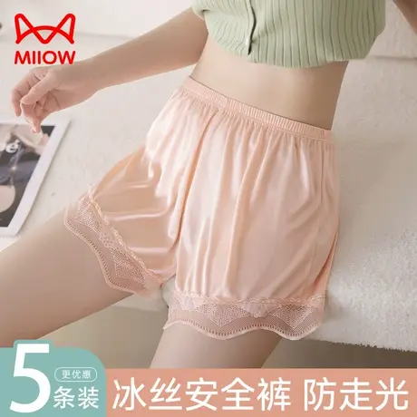 猫人安全裤女2024夏季薄款防走光不卷边透气蕾丝居家打底短裤大码商品大图