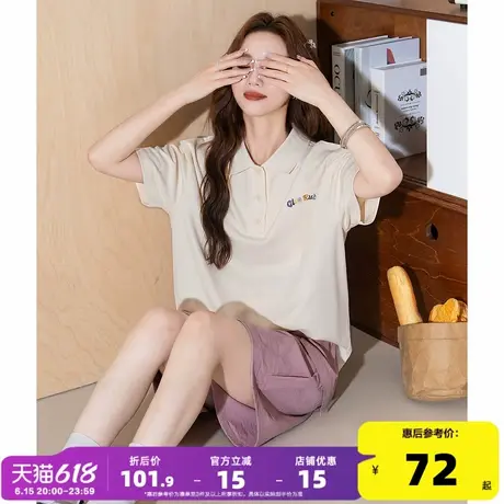 唐狮2025年春夏新款polo衫短袖t恤女时尚百搭宽松短袖小个子女商品大图