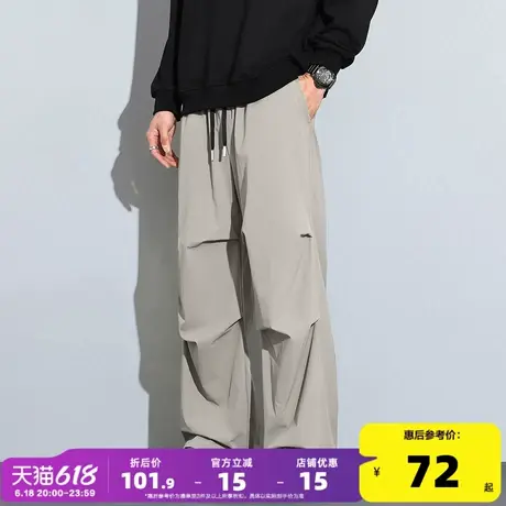 唐狮2025春季新款男休闲长裤宽松阔腿裤美式伞兵工装裤直筒运动裤商品大图