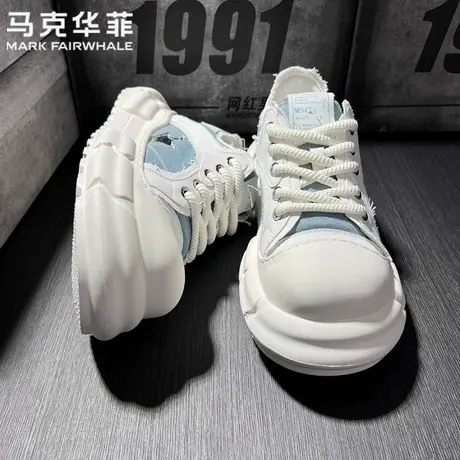 马克华菲正品板鞋男情侣百搭潮牌高级感初中生透气厚底增高帆布鞋图片