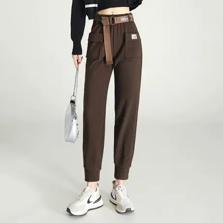 时尚毛呢卫裤哈伦裤女秋冬2023新款显瘦高腰减龄百搭休闲裤萝卜裤商品大图