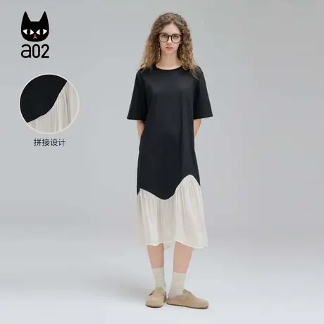 a02法式黑色裙子2025新款今年流行爆款清冷艺术感穿搭连衣裙图片
