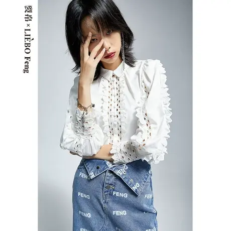 裂帛LIEBOFeng设计师品牌2023年法式衬衣复古镂空蕾丝宫廷风衬衫图片