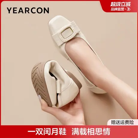 意尔康羊皮妈妈鞋2025新款秋季舒适软皮软底不累脚浅口单鞋女鞋子图片