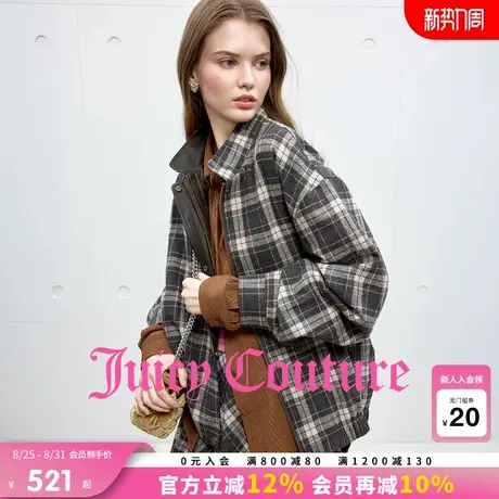 Juicy Couture橘滋外套女2025年秋季新款棕色复古格纹休闲上衣图片